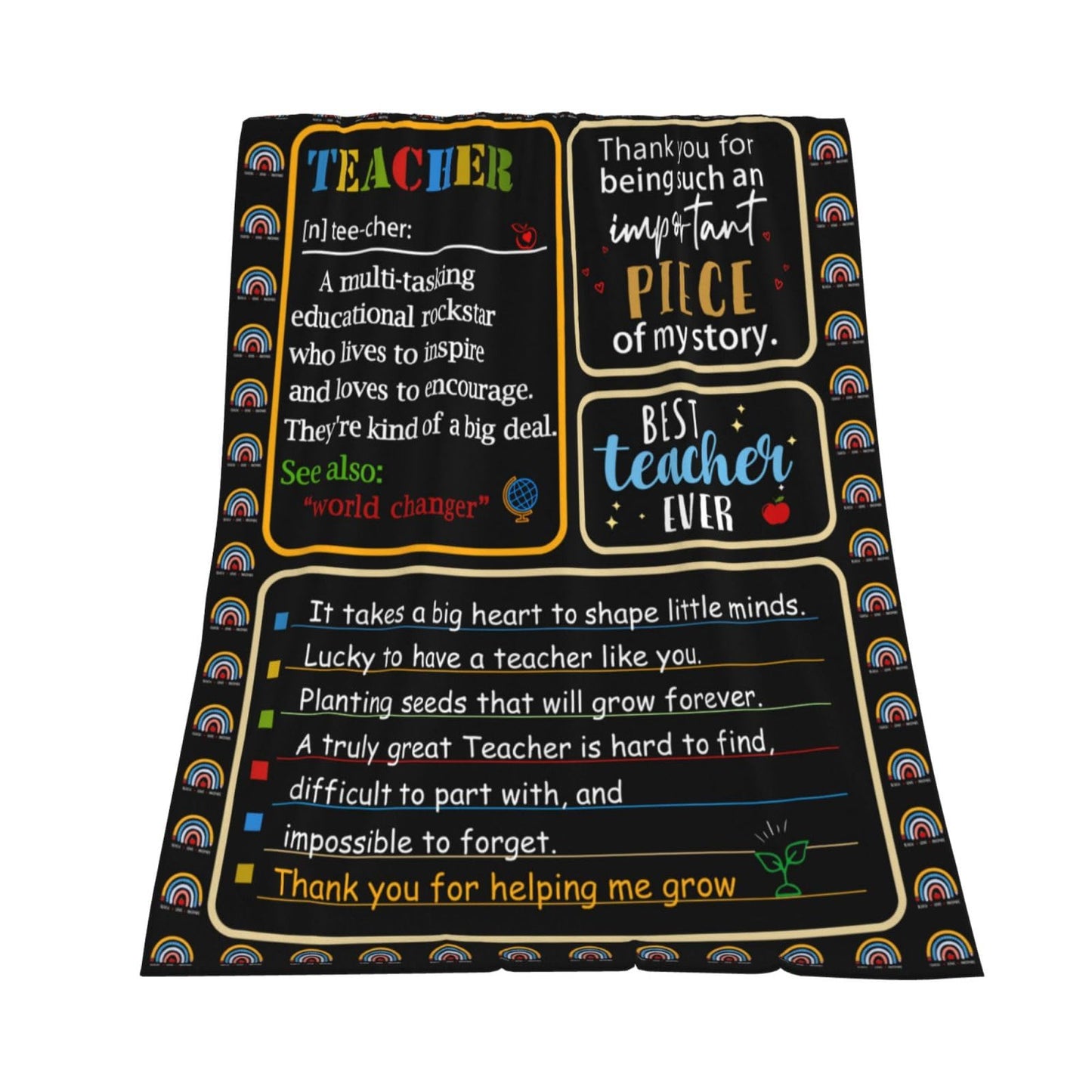 GEIFIN Flannel, Throw Blanket, Teacher Gifts, 60x80 inches, Black, Letter Print