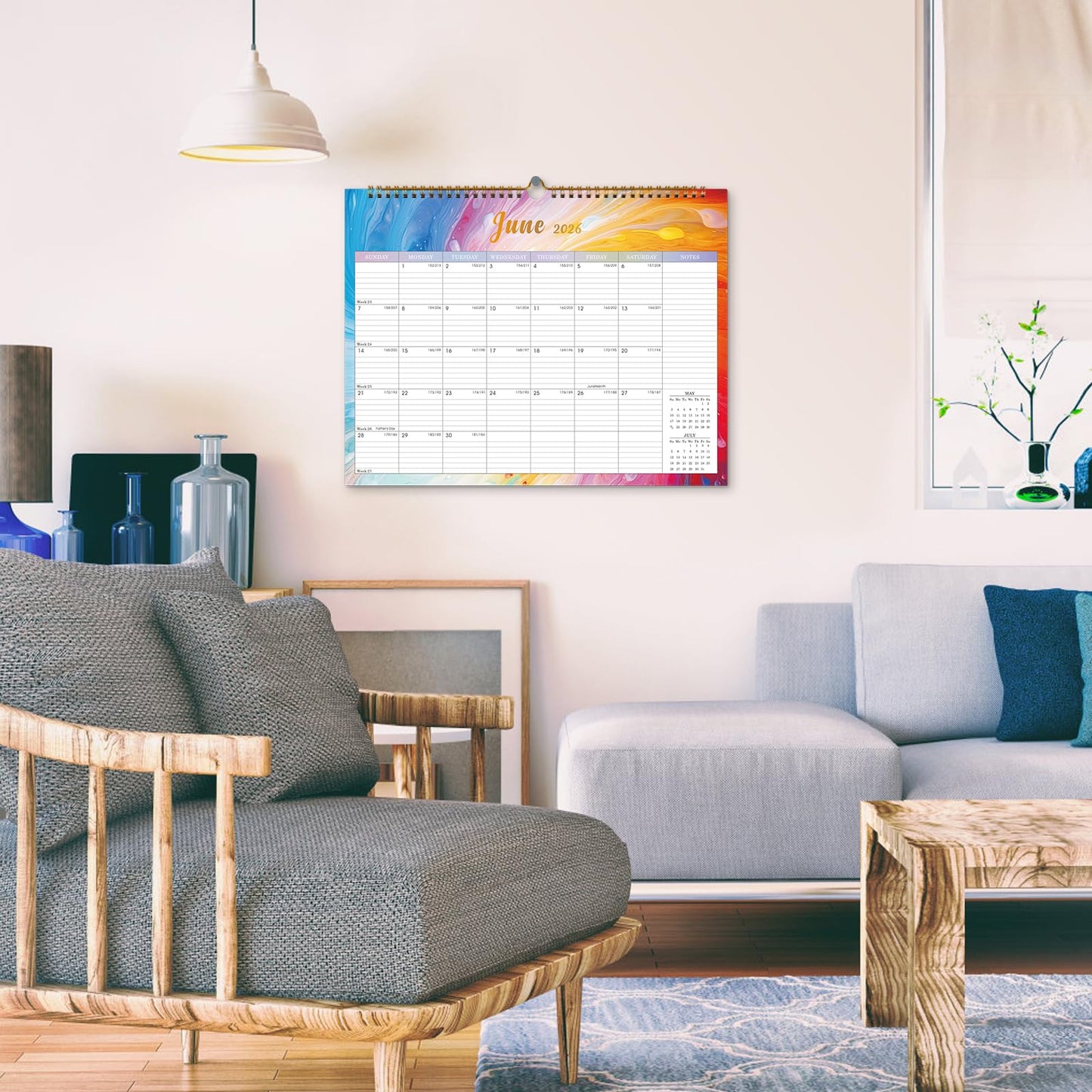 Lbylyhxc 2026 Wall Calendar 18 Months Jul 2025-Dec 2026 14.8x11.5 Rainbow