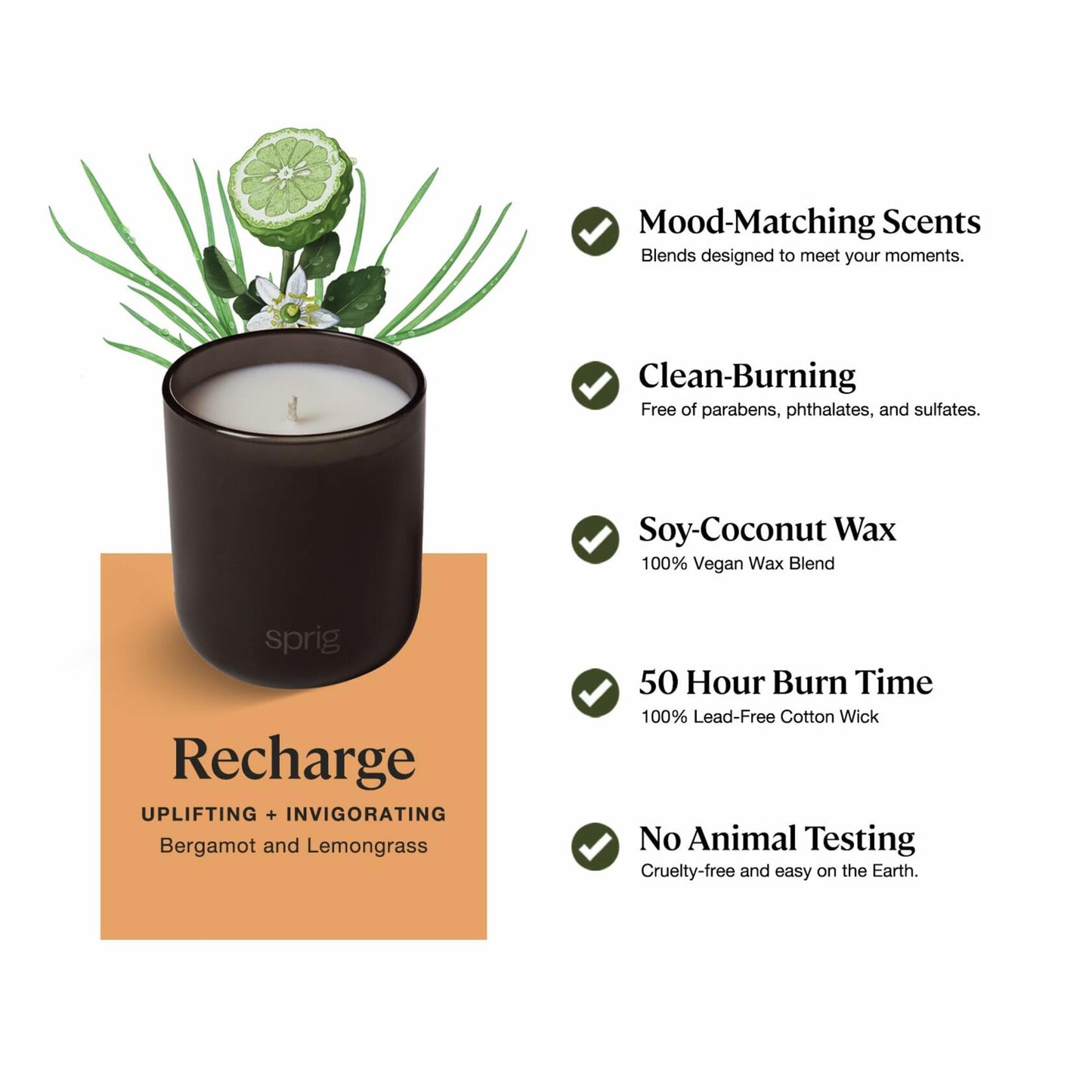 Sprig by Kohler Recharge Aromatherapy Candle with Bergamot and Lemongrass - 8 oz