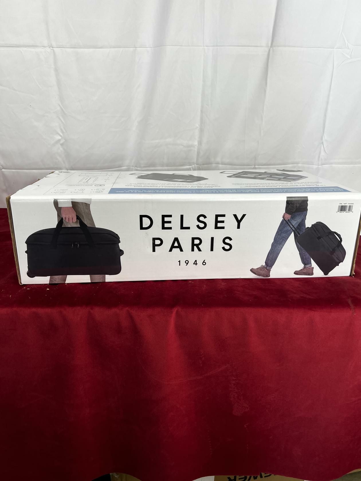 Delsey Paris 28" Torrent Black Collapsible Rolling Duffel Travel Outdoor - Like New