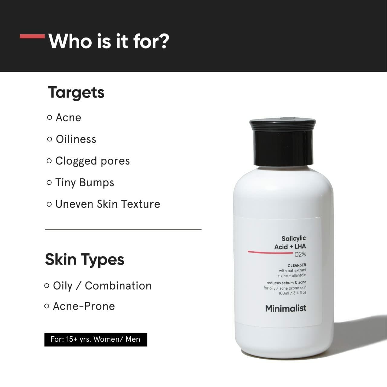 Minimalist 2% Salicylic Acid Face Wash for Oily Acne Prone Skin 100ml