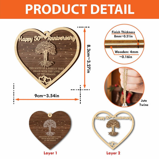 V VIBEPY 50th Anniversary 2-Layer Couples Ornament Decorative Keepsake