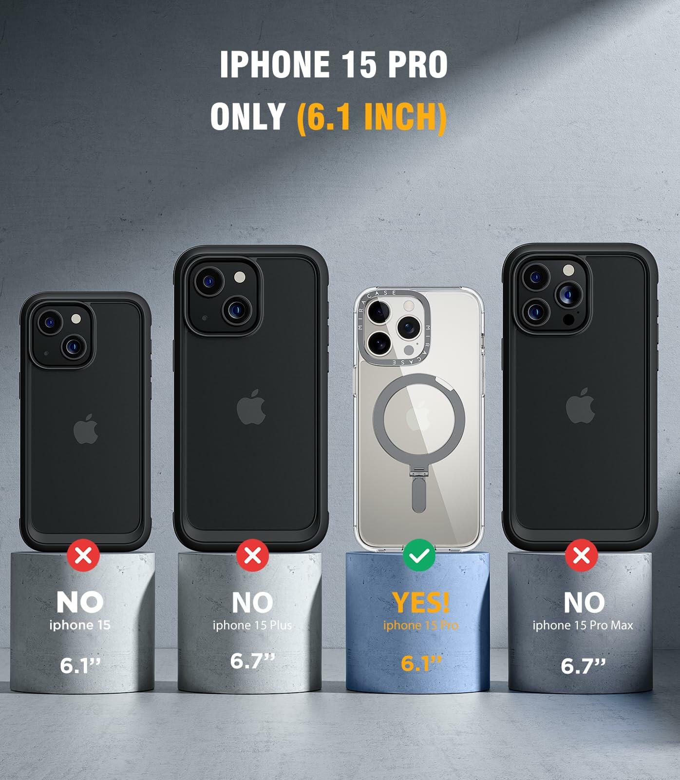 Miracase Designed for iPhone 15 Pro Case with Built-in Kickstand [Compatible