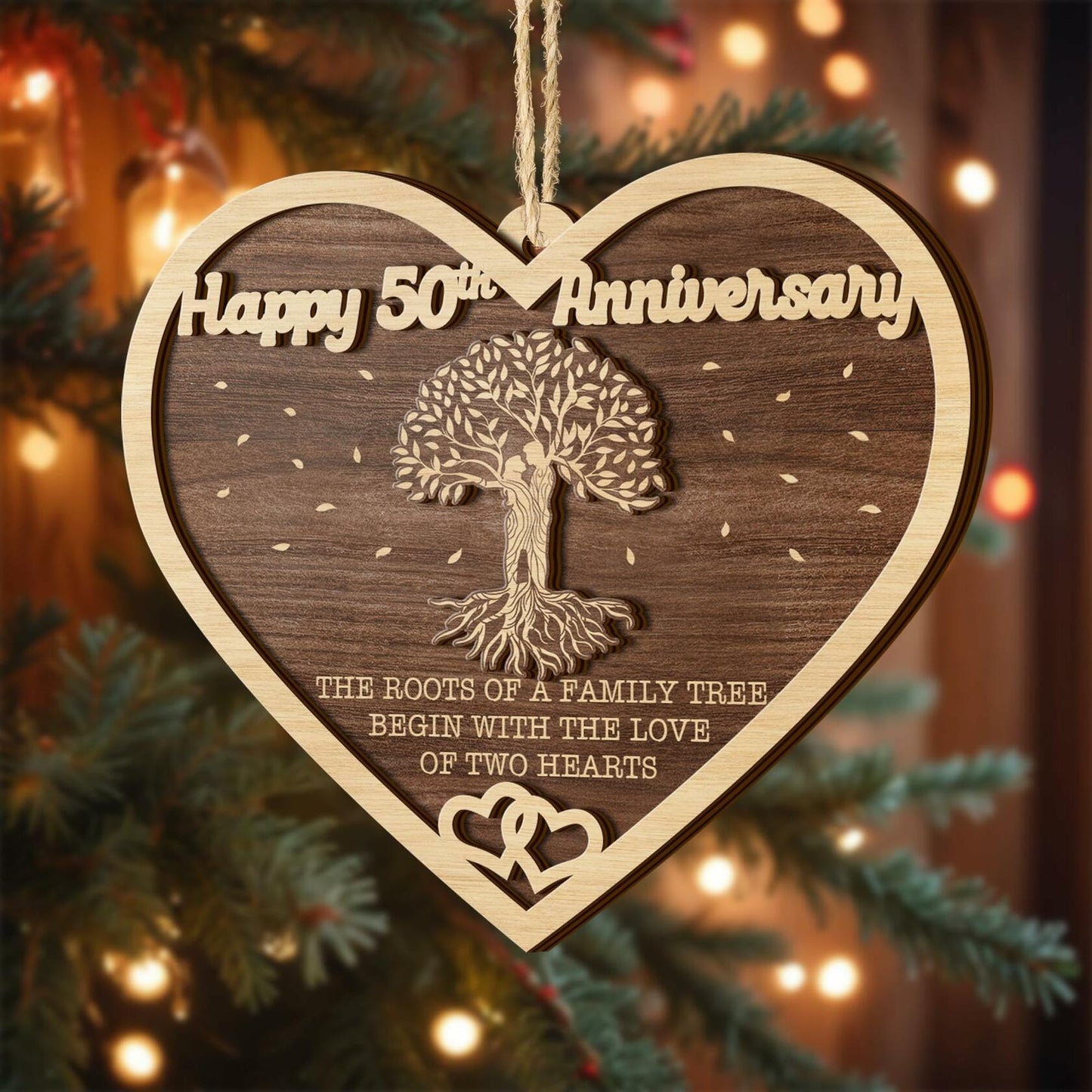 V VIBEPY 50th Anniversary 2-Layer Couples Ornament Decorative Keepsake