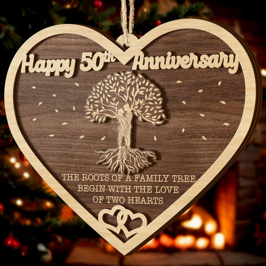 V VIBEPY 50th Anniversary 2-Layer Couples Ornament Decorative Keepsake
