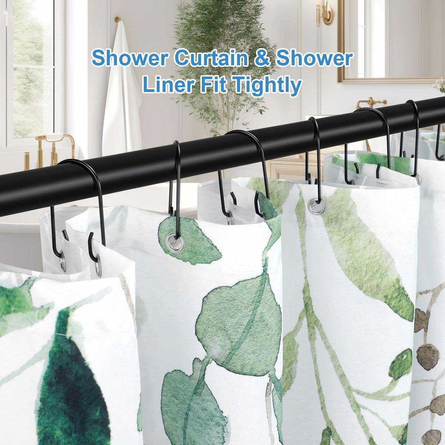 TENOVEL 24-Pack Stainless Steel Brushed Nickel Double Shower Curtain Hooks