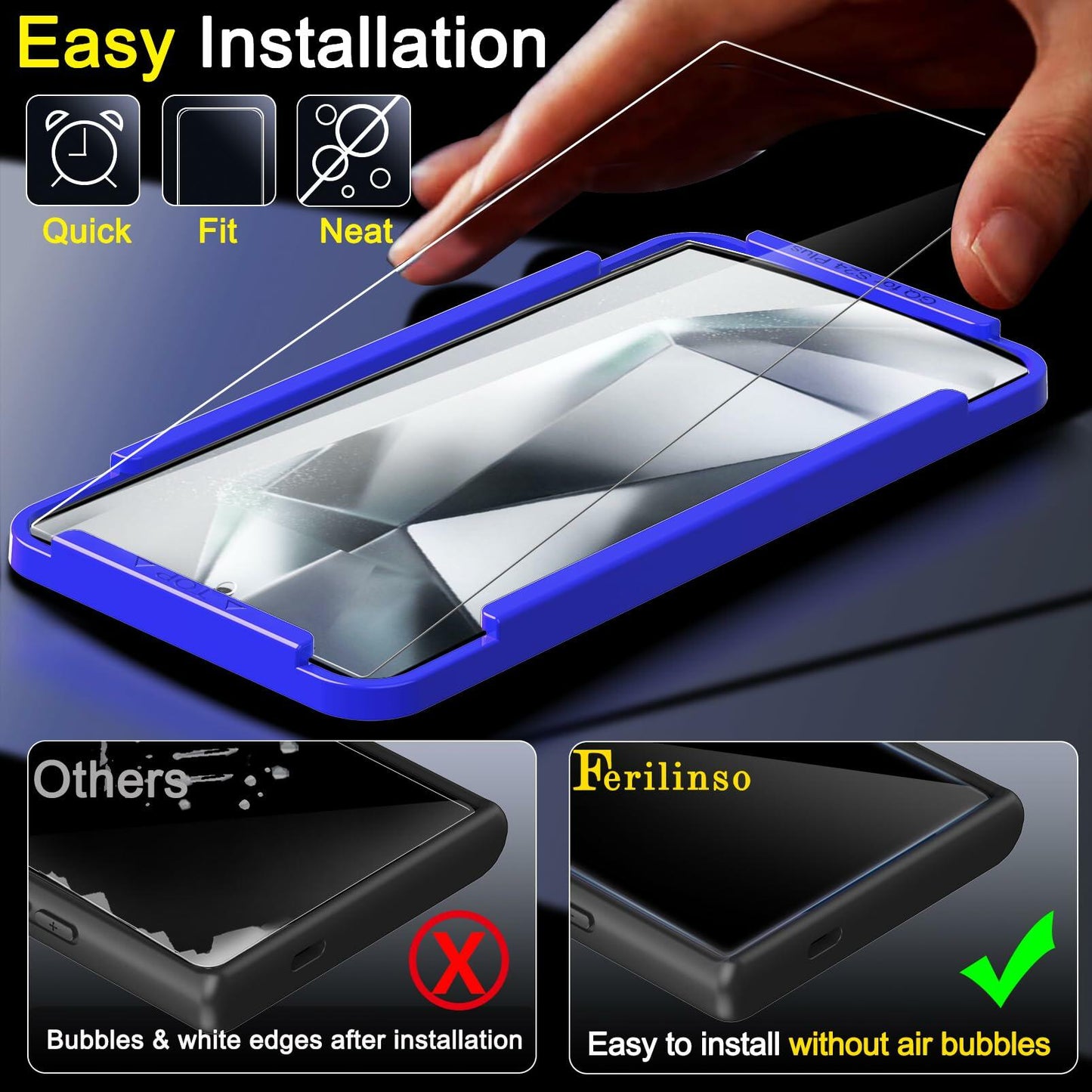 Ferilinso 4 Pack Screen Protector for Samsung Galaxy S24 Ultra with 4 Pack