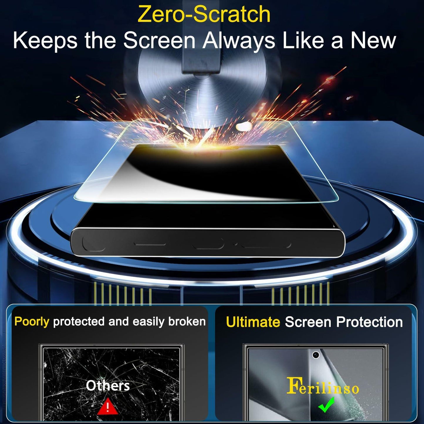 Ferilinso 4 Pack Screen Protector for Samsung Galaxy S24 Ultra with 4 Pack