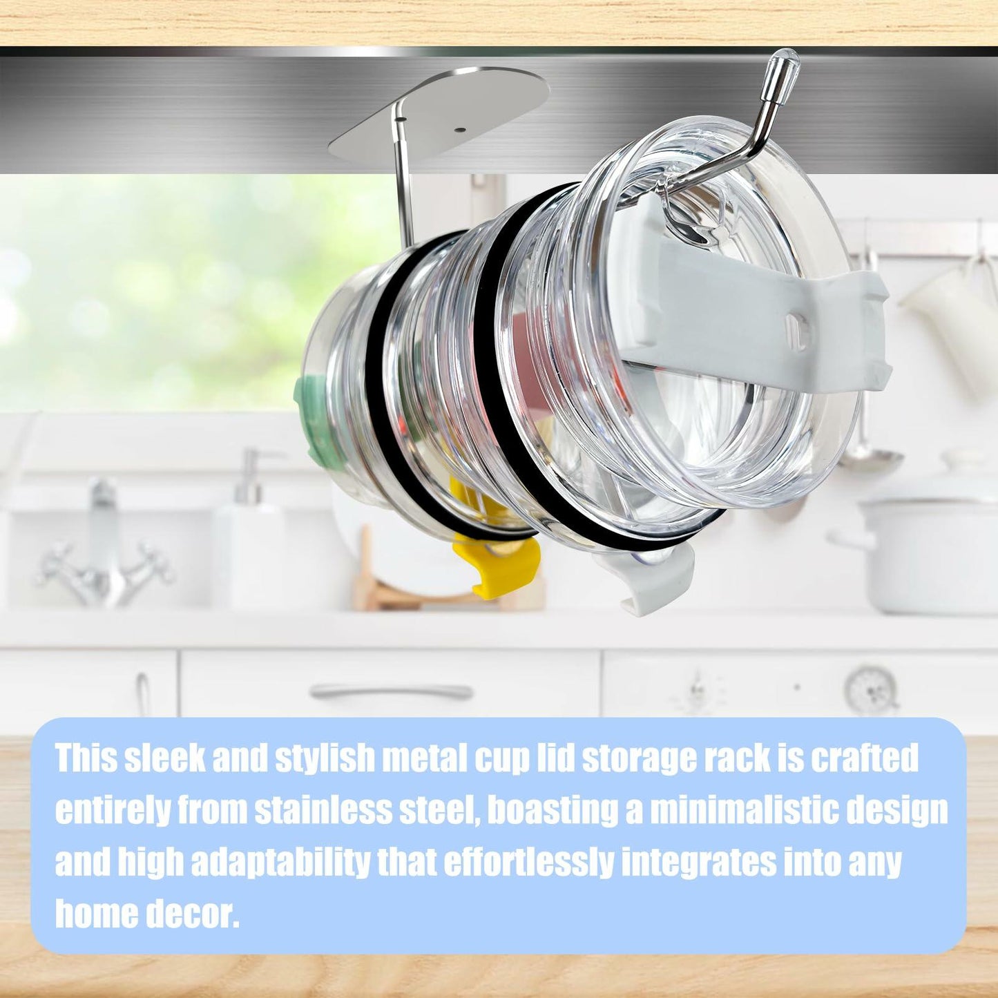 Nuorest 2 Pack Tumbler Lid Organizer Hook Under Cabinet Space Saving