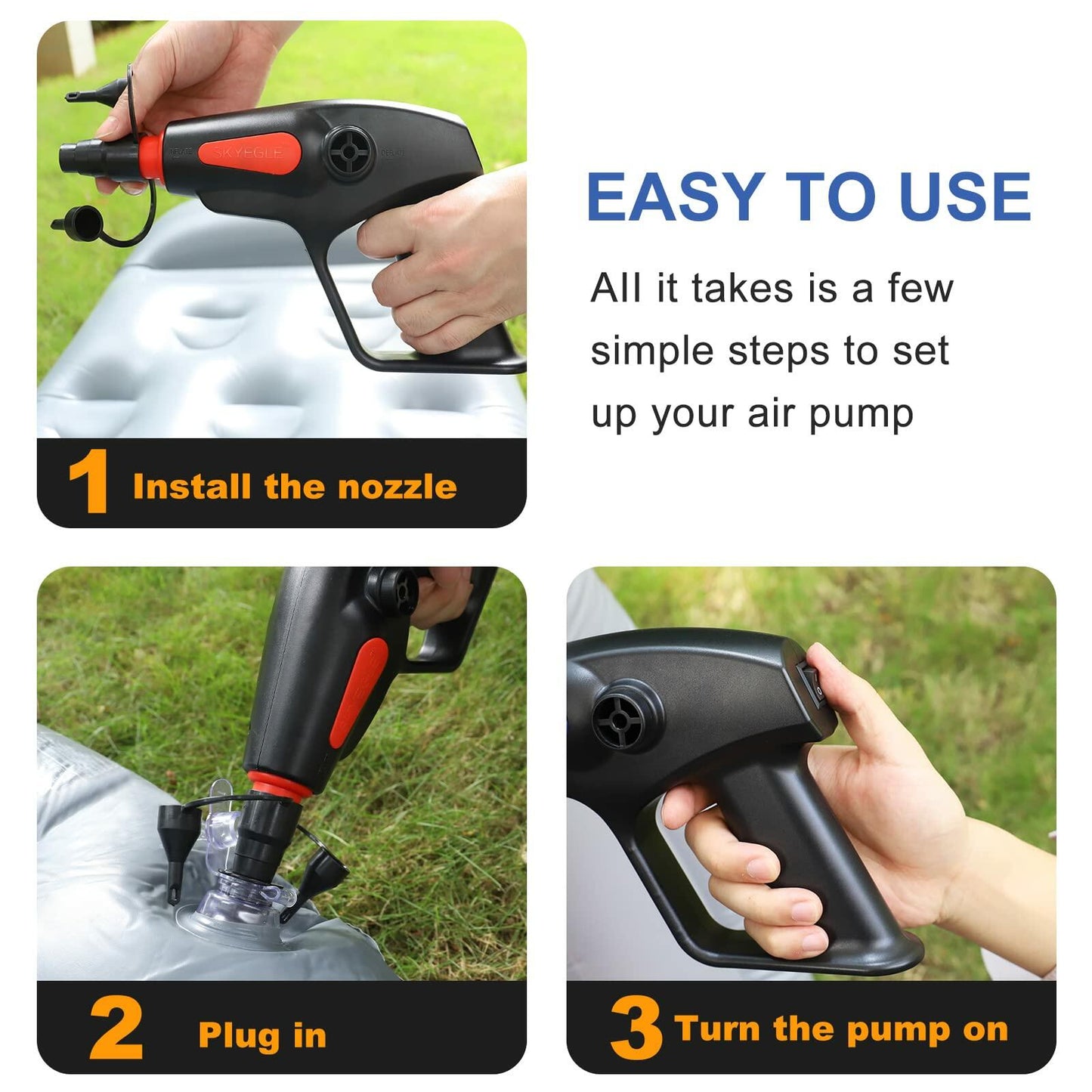 SKYEGLE Electric Air Pump 2000mAh Rechargeable Battery for Inflatables
