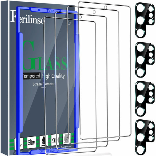 Ferilinso 4 Pack Screen Protector for Samsung Galaxy S24 Ultra with 4 Pack