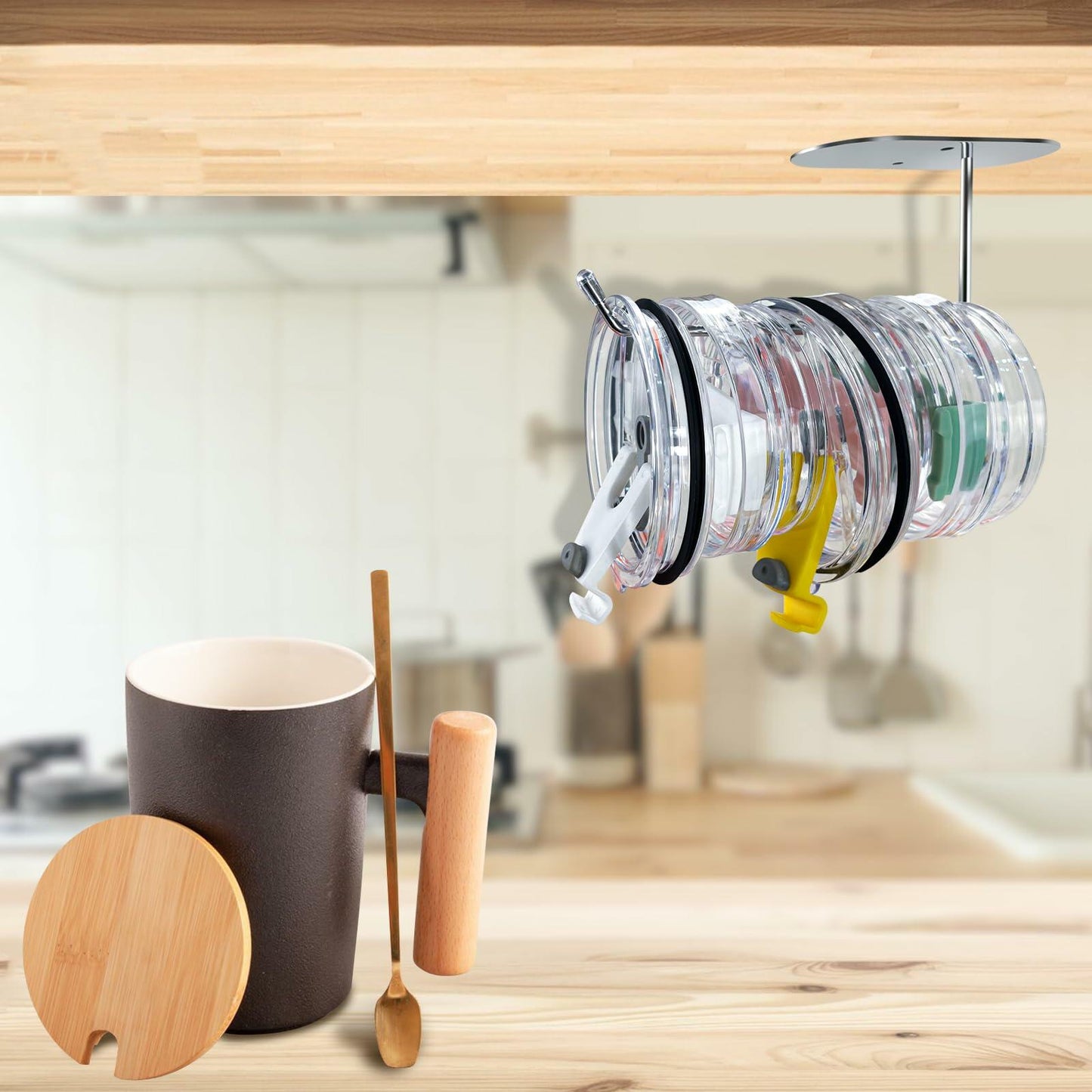 Nuorest 2 Pack Tumbler Lid Organizer Hook Under Cabinet Space Saving