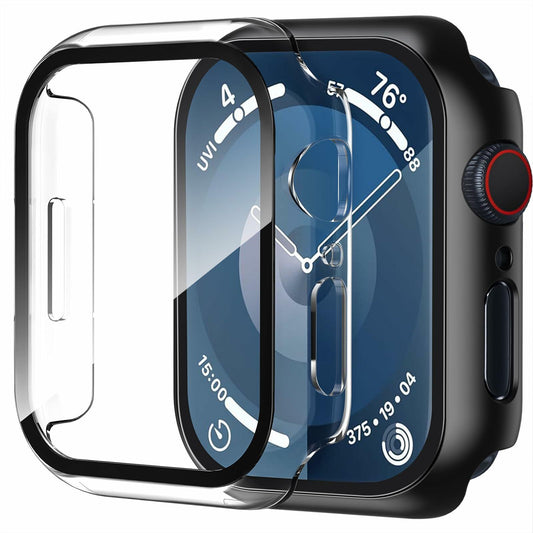 2-Pack 44mm Case w/ Screen Protector for Apple Watch SE/6/5/4 – Black & Clear