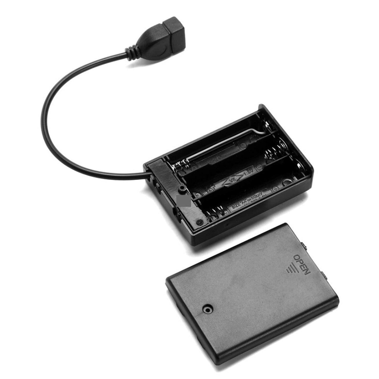 TEAYIR (Pack of 2) 3 AA Battery Holder, 4.5-5V with Cover and On/Off Switch