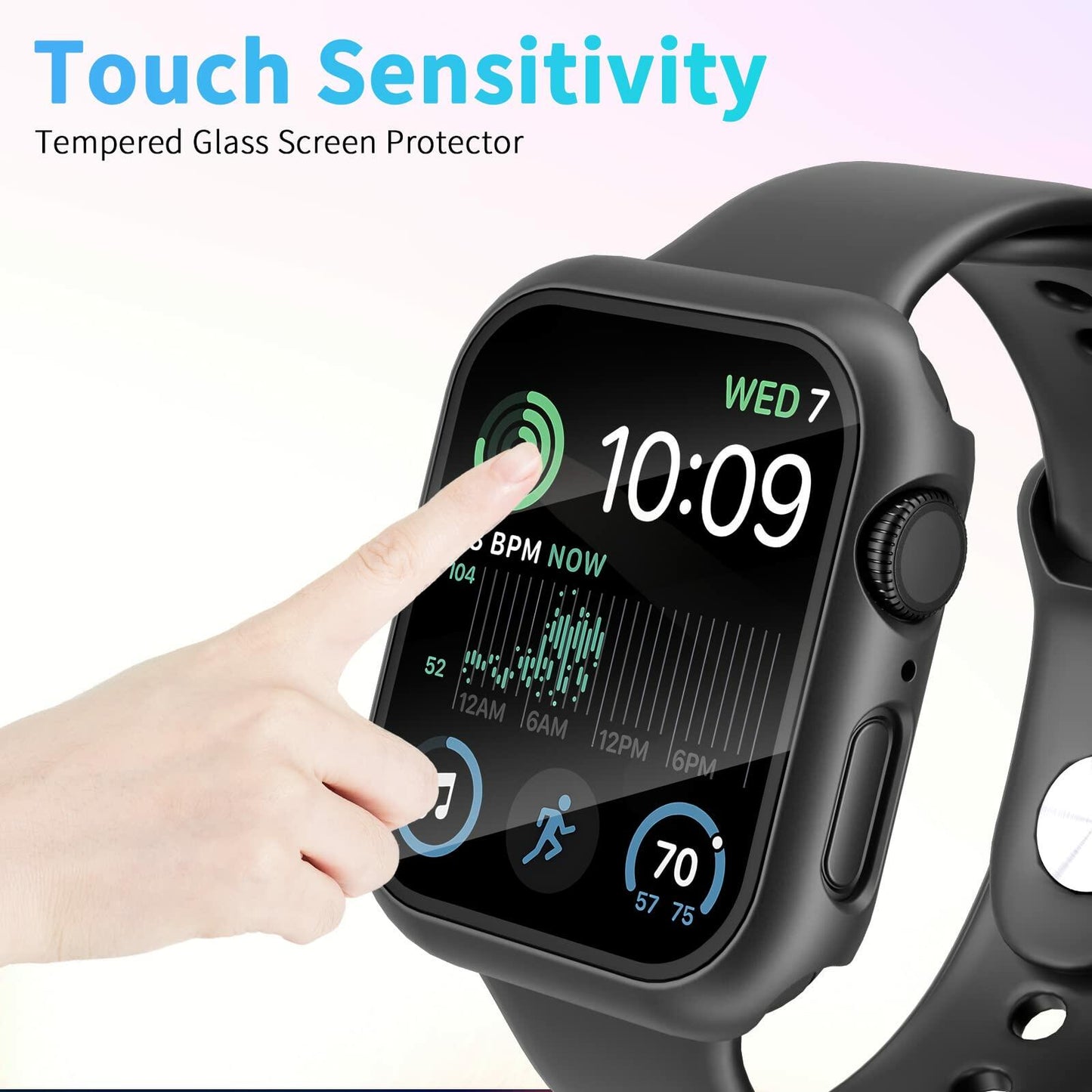 2-Pack 44mm Case w/ Screen Protector for Apple Watch SE/6/5/4 – Black & Clear