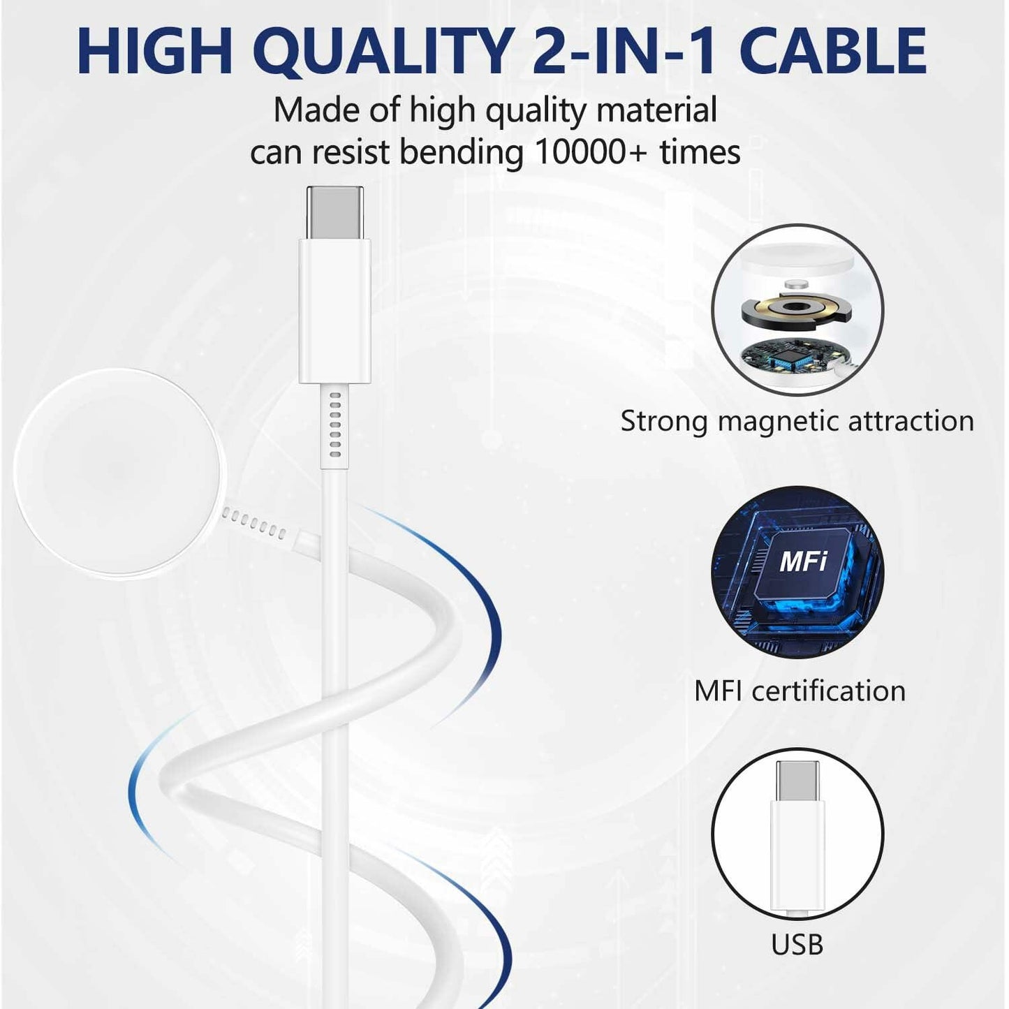 Susnwere Fast Charger for Apple Watch with 20W USB-C Block, SE/8/7/6/5/4/3/2/1