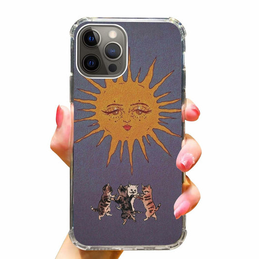 Rewput Hippie Sun Dancing Cats Phone Case for iPhone 15 Pro