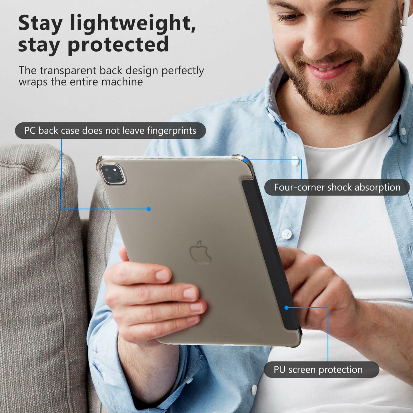 CoBak Case for iPad Pro 13 Inch 2024 7th Gen Slim Hard Black Cover