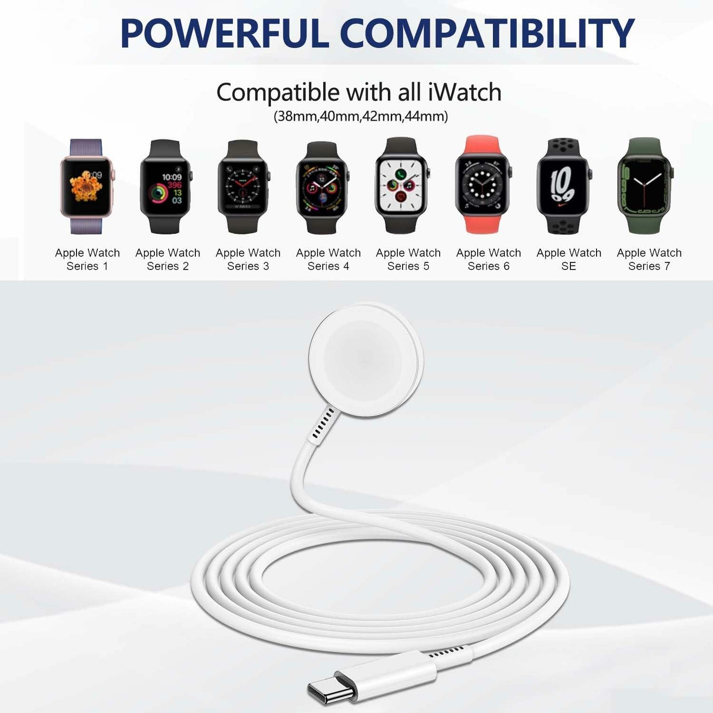 Susnwere Fast Charger for Apple Watch with 20W USB-C Block, SE/8/7/6/5/4/3/2/1