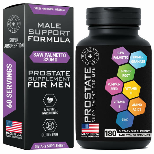BIOACTIVE LABS Prostate Supplement – Saw Palmetto & Pumpkin, 180 Tabs