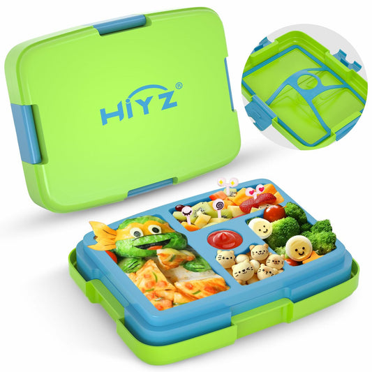 HiYZ Kids Bento Lunch Box 5 Compartments Leak-Proof BPA-Free Ages 3-7