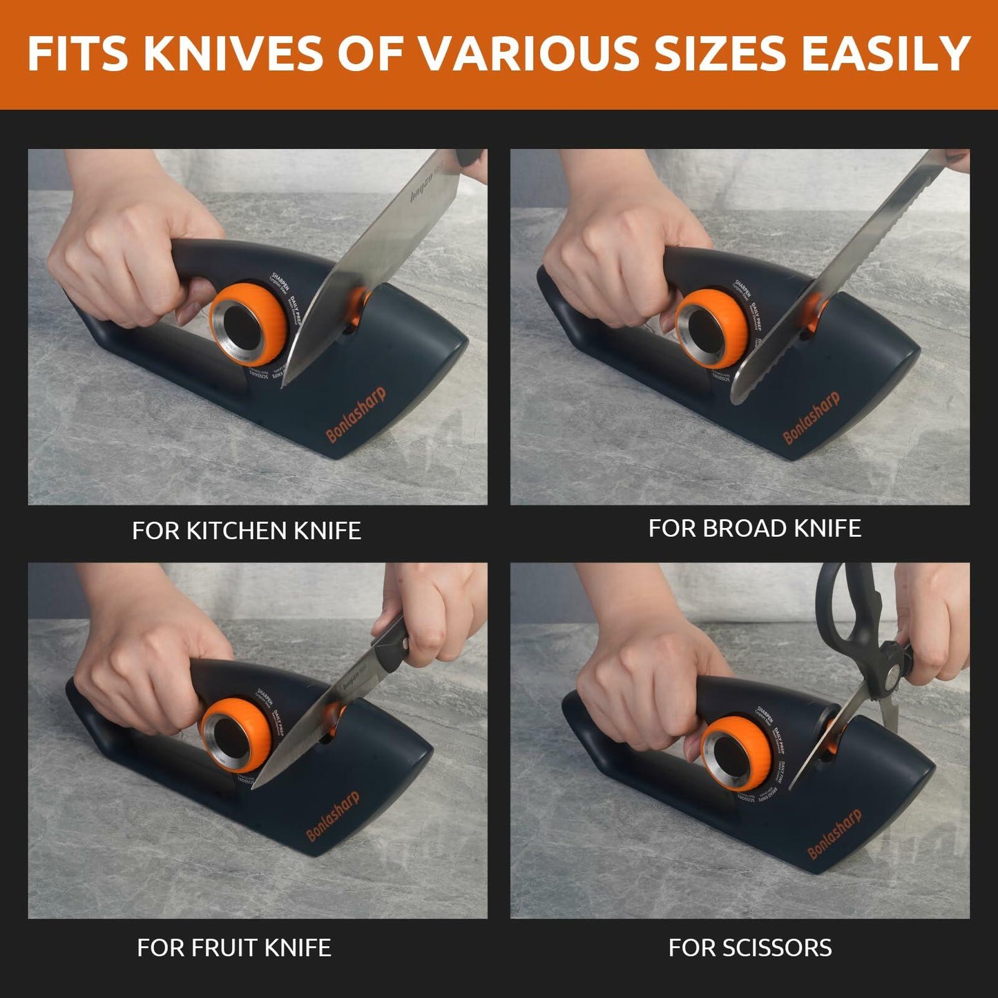 5-in-1 Adjustable Knife Sharpener for Kitchen & Scissors Ergonomic Design