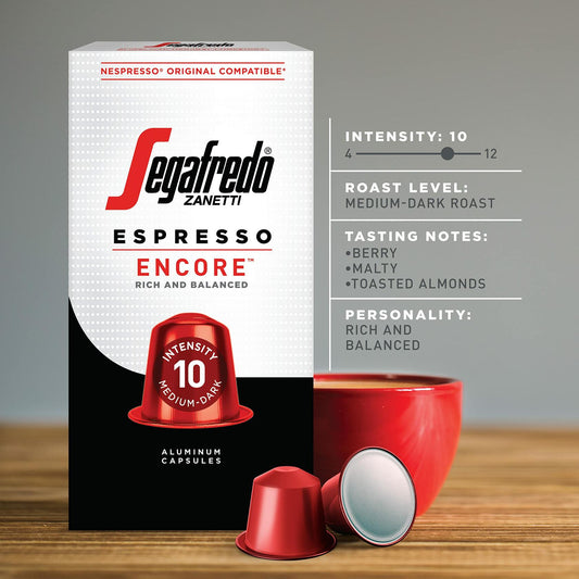 BestBy11/25 Segafredo Encore Espresso 10ct Nespresso Capsules Intensity 10