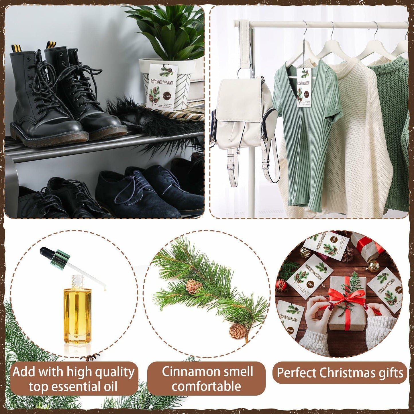 Reallnaive 24 Cinnamon Scented Sachets – Long-Lasting Home Fragrance