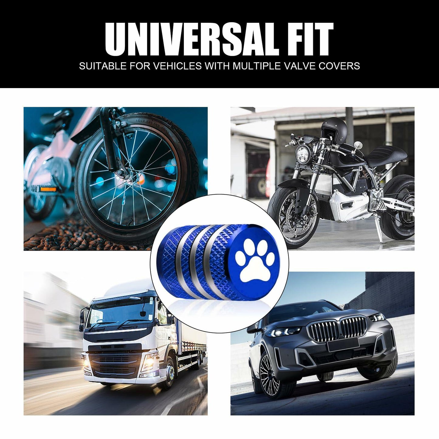 fasebeek 5 PCS Tire Valve Stem Caps Blue Universal Car Decoration