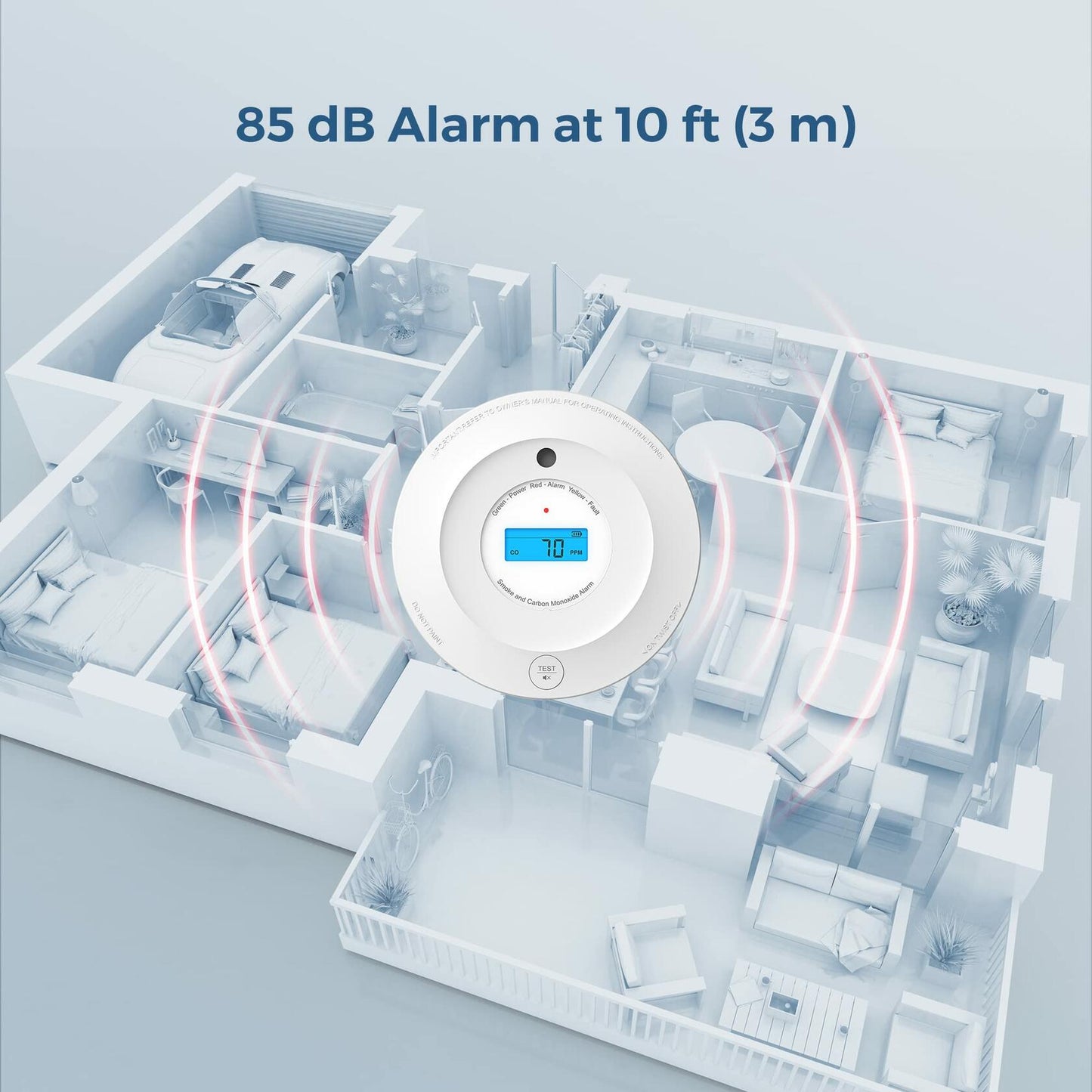 AEGISLINK SC240 Smoke & CO Detector 10-Year Battery Photoelectric 1 Pack - Like New
