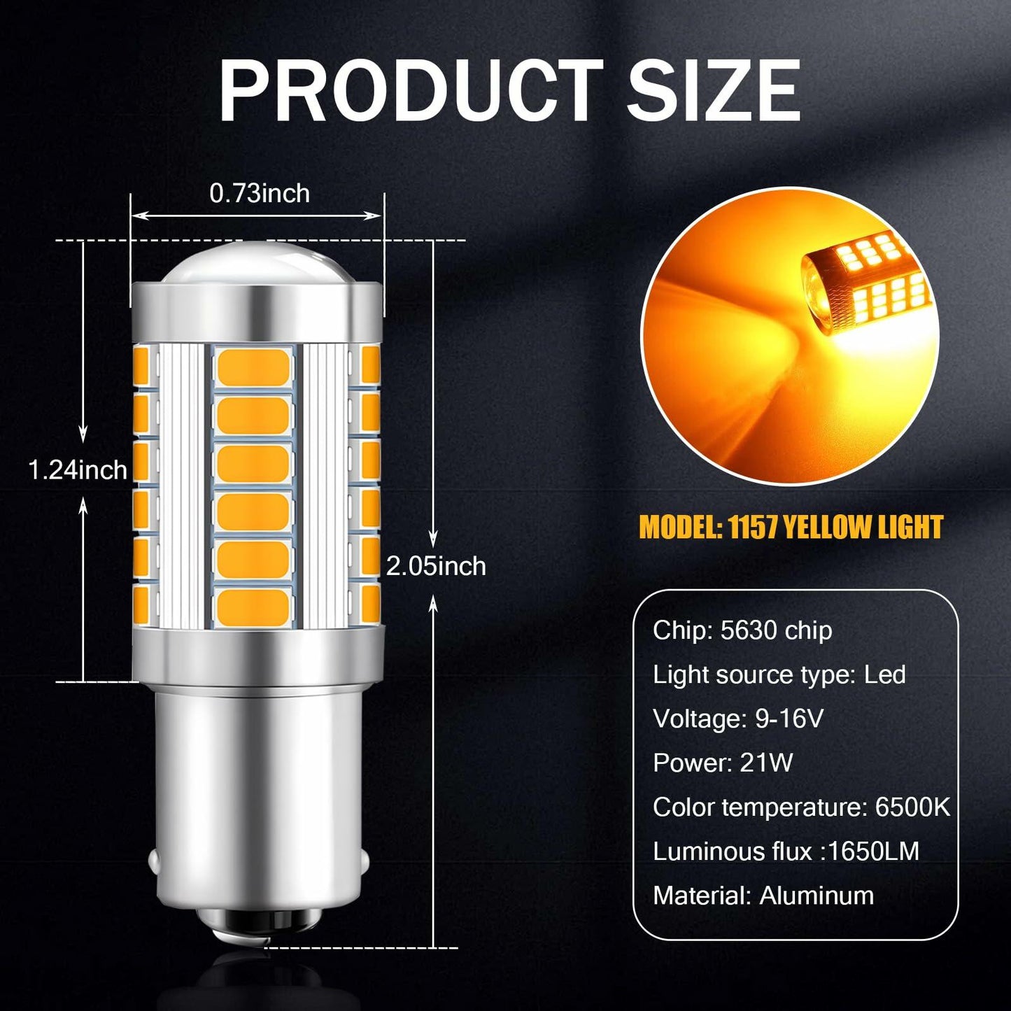 Nowkont 4PCS 1157 LED Turn Signal Lights Yellow 360° High Brightness