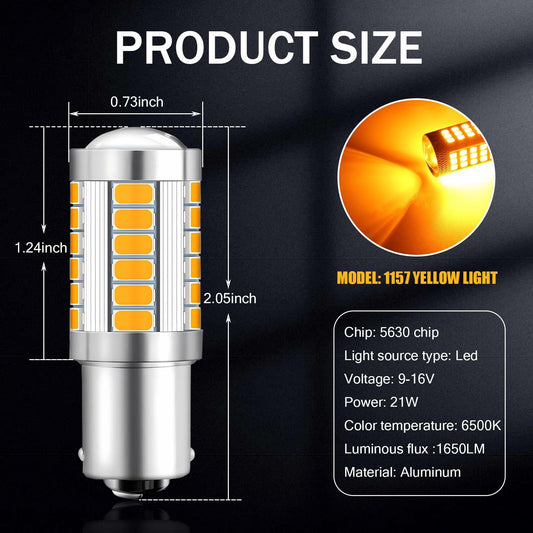 Nowkont 4PCS 1157 LED Turn Signal Lights Yellow 360° High Brightness