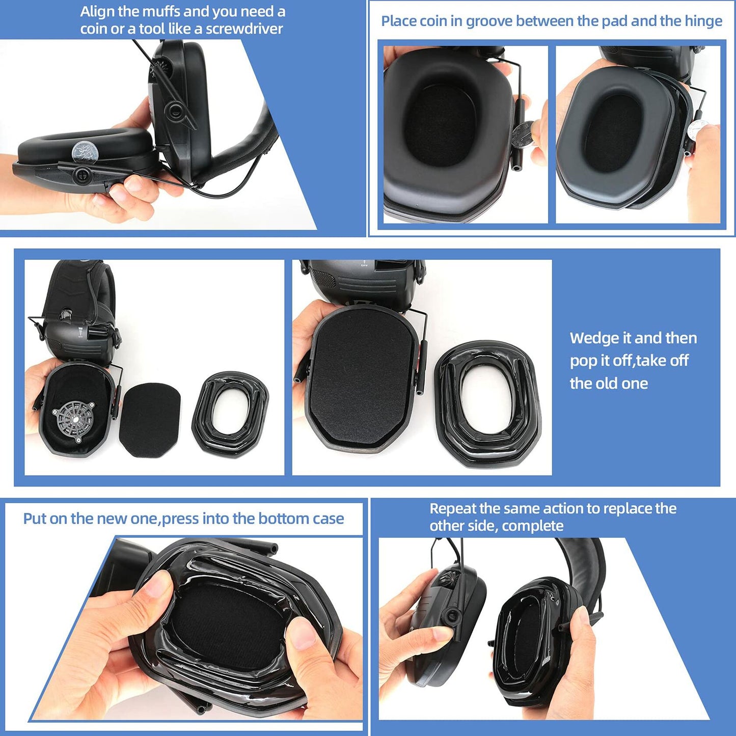 Walker's Razor Tactical Silicone Gel Ear Pad Replacement - 1 Pair Earmuffs
