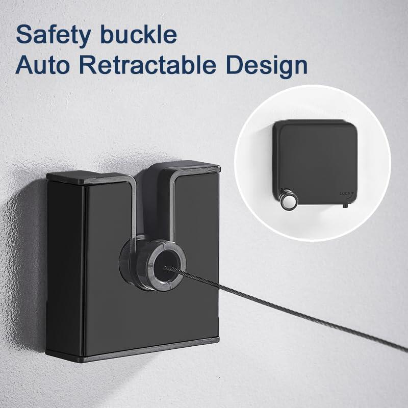 Retractable Clothesline Indoor Wall Mount 11.5ft Black Stainless Steel