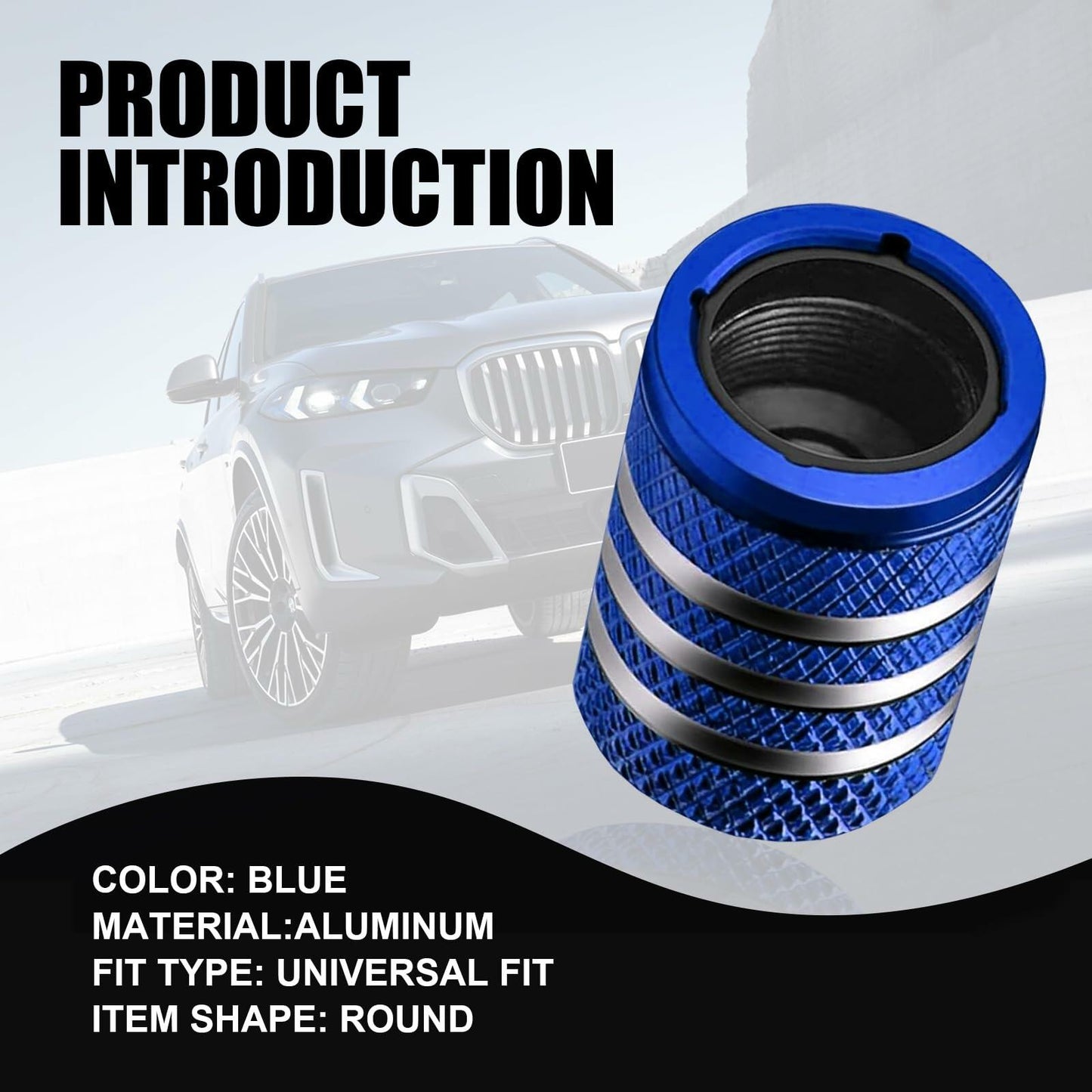 fasebeek 5 PCS Tire Valve Stem Caps Blue Universal Car Decoration