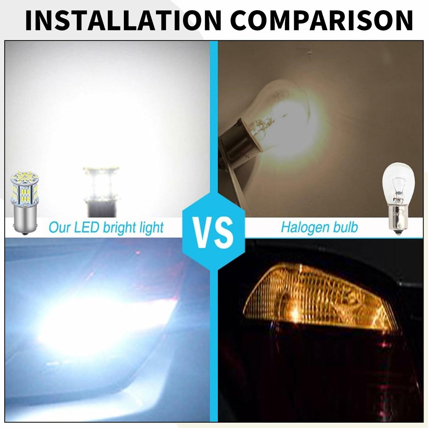 Nowkont 2-Pack LED Turn Brake Lights 12V White #1157 Universal Waterproof