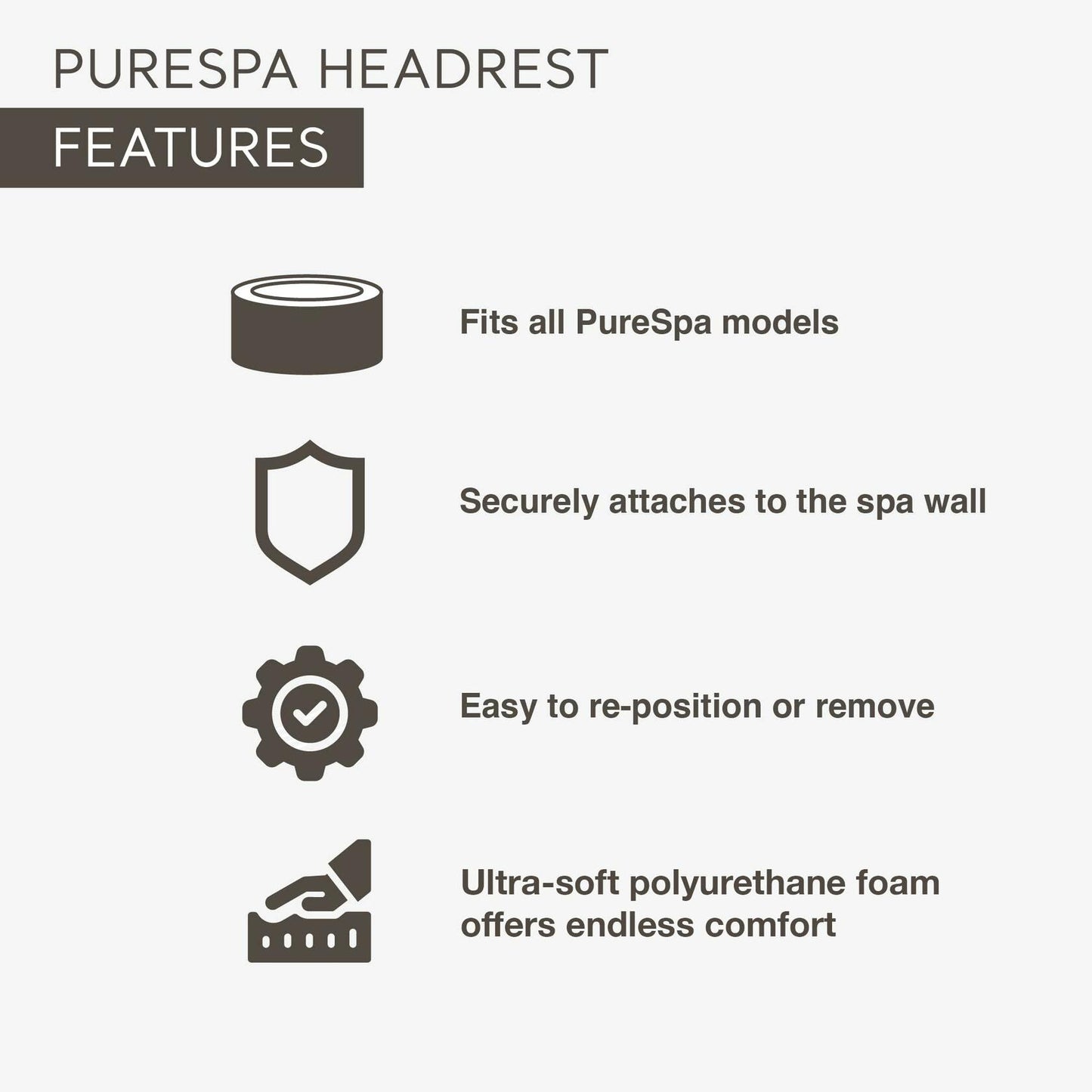 Intex 28505E PureSpa Soft Foam Headrest Pillow White Hot Tub Accessory