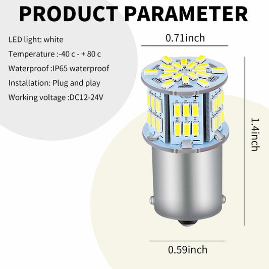 Nowkont 2-Pack LED Turn Brake Lights 12V White #1157 Universal Waterproof