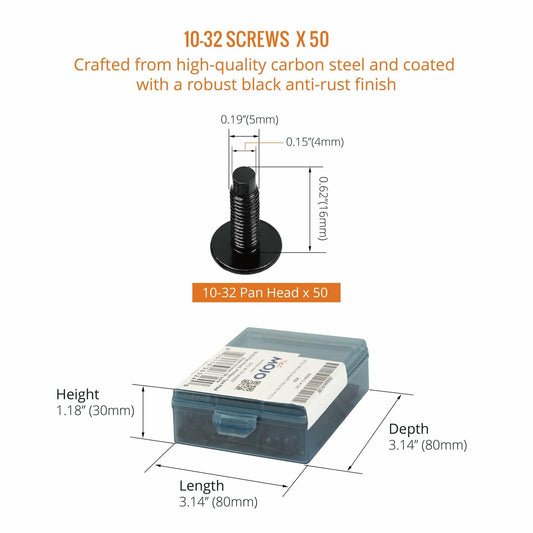 Tecmojo 50 Pack 10-32 Rack Mount Screws Phillips Pan Head for Server Racks