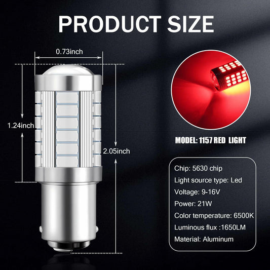 Nowkont 4PCS 1157 LED Brake Light Red 5630 SMD High Brightness Bulbs