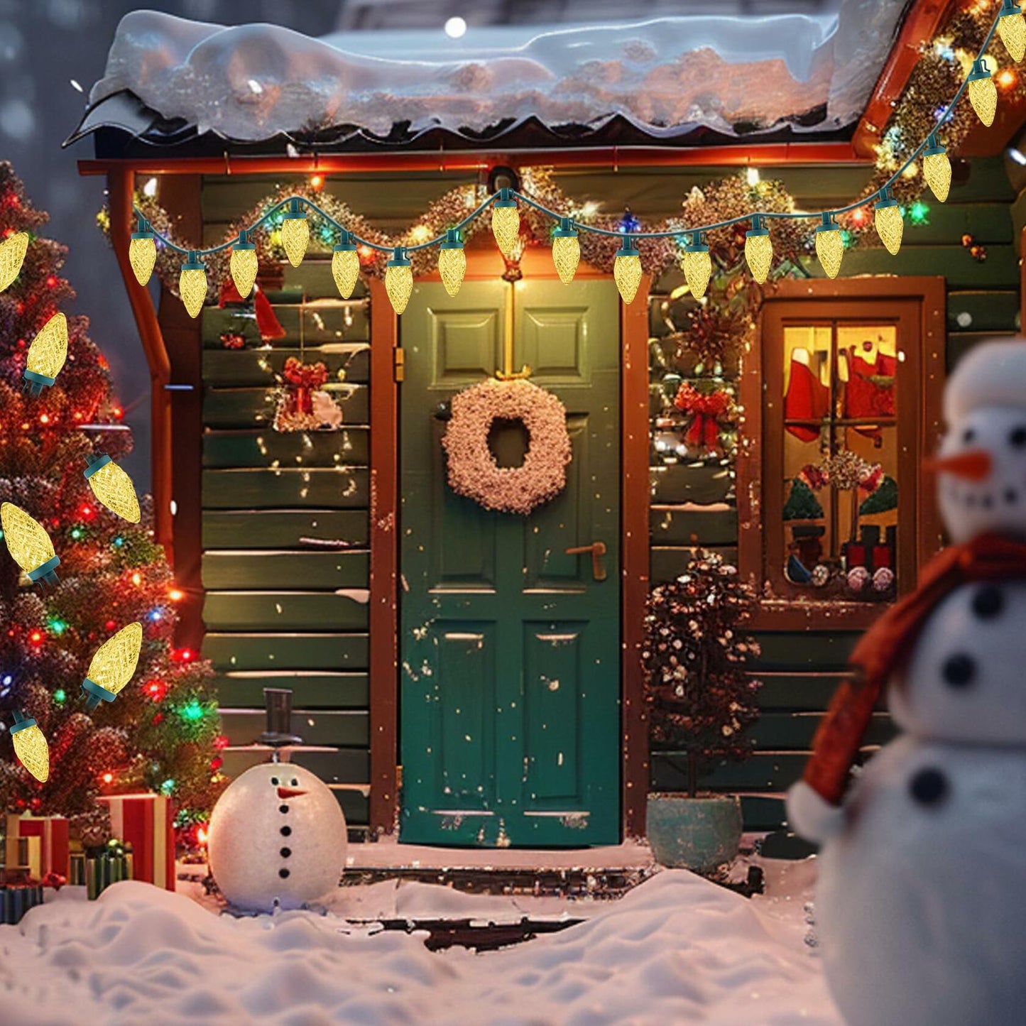 C9 LED Christmas Lights Outdoor 50 LED 32FT Warm White Plug-in Strand