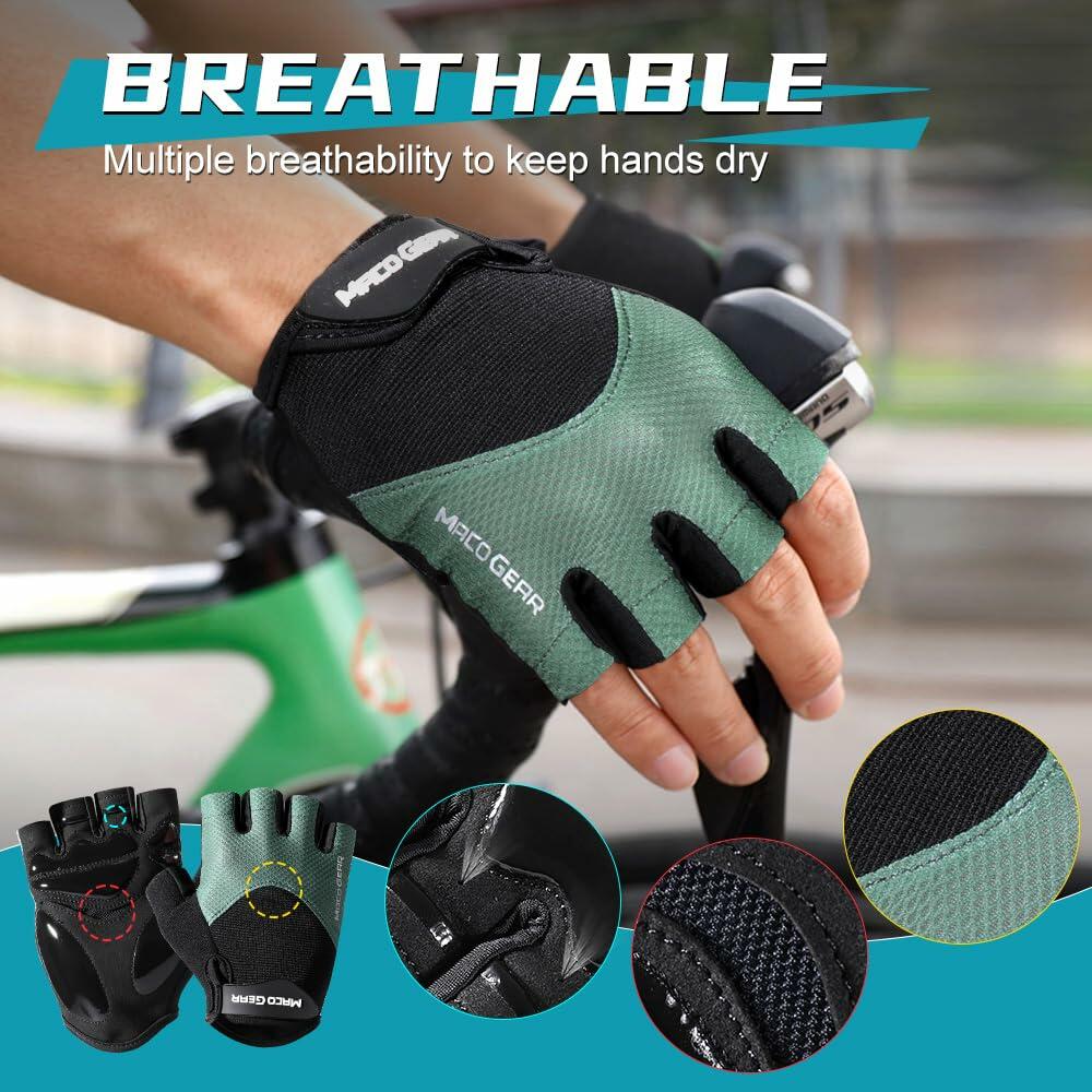 WTACTFUL Half Finger Cycling Gloves for Men Women XL Green Workout Bike