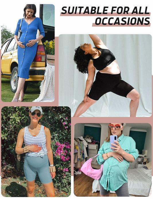 Purplepig Maternity Shorts with Pockets 8" Cyan Small Soft Over Belly