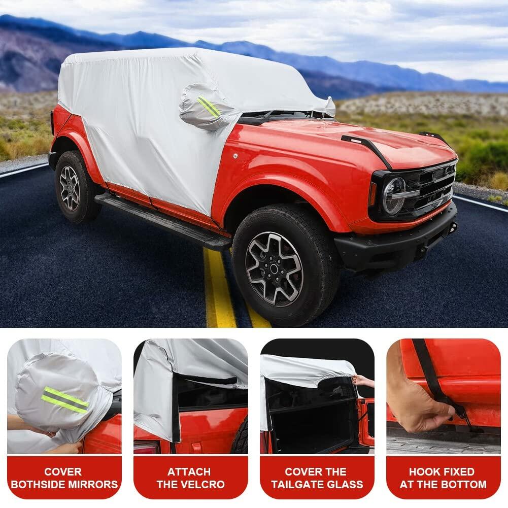Blueshyhall Waterproof Car Cover Ford Bronco 4 Door Half Exterior 2021-22
