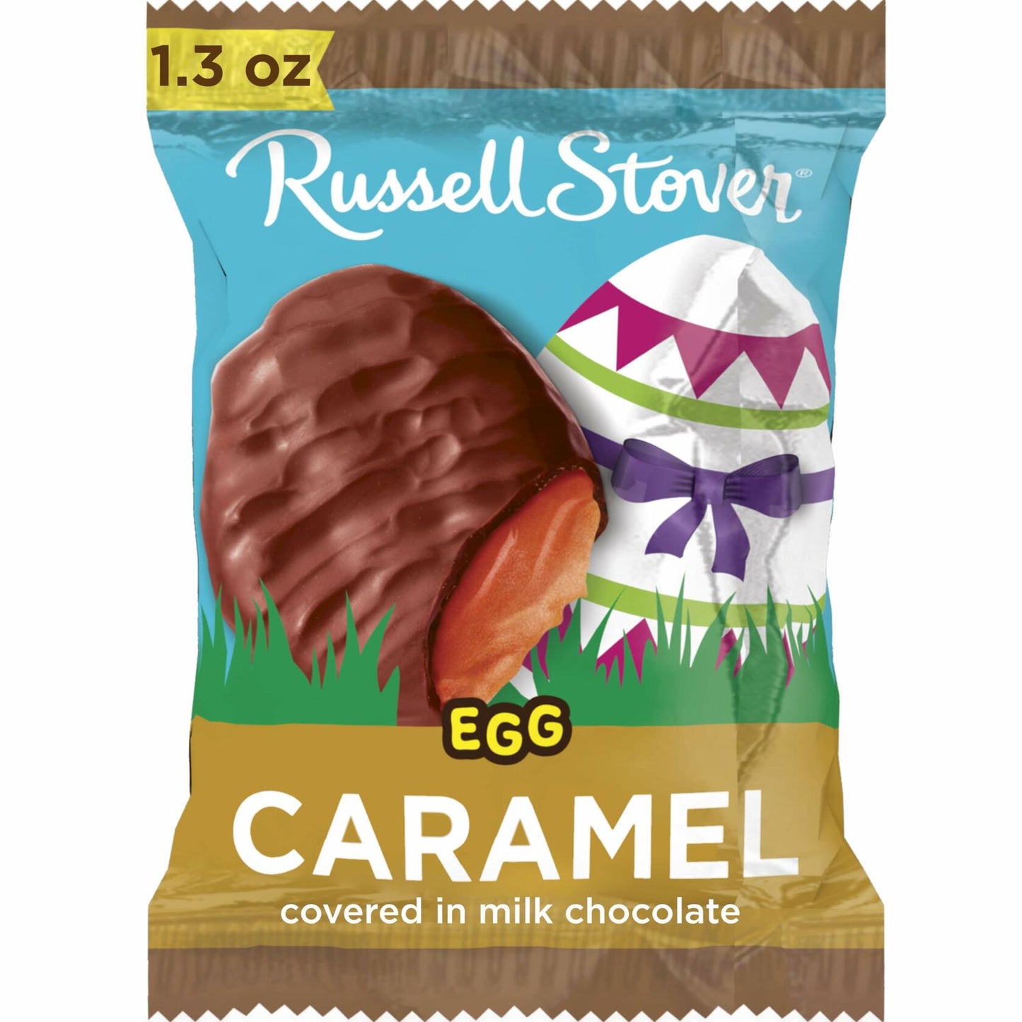 BB08/25 Russell Stover Caramel Milk Chocolate Easter Egg 1.3oz Pack of 18