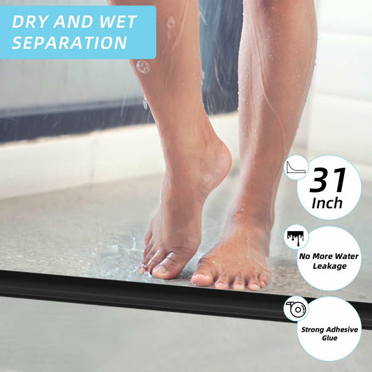 Collapsible Shower Water Guard 31in Black Silicone Waterproof Splash Guard