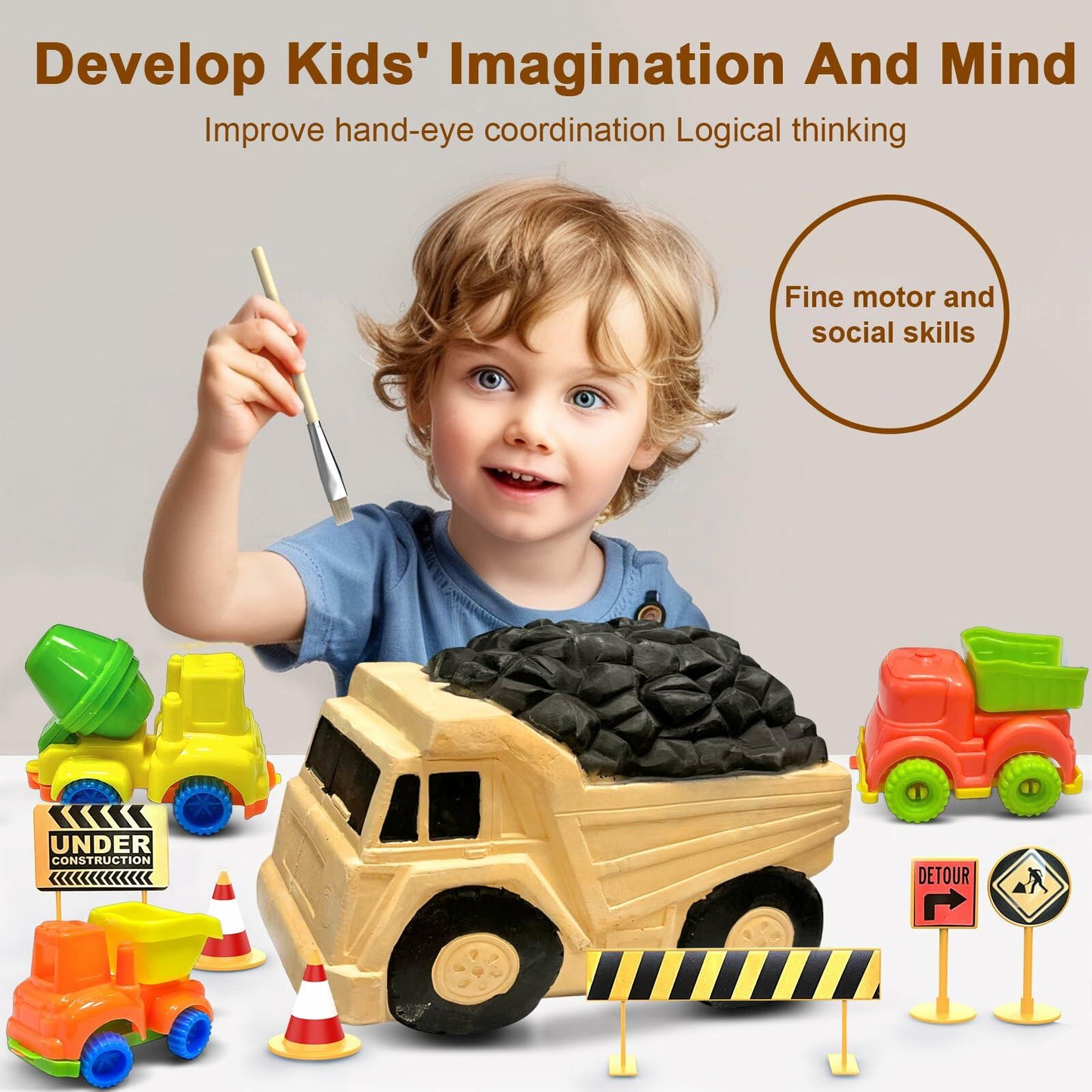 YGOVVK STEM Construction Truck Toy Kit with Surprise Truck, Kids 3-12