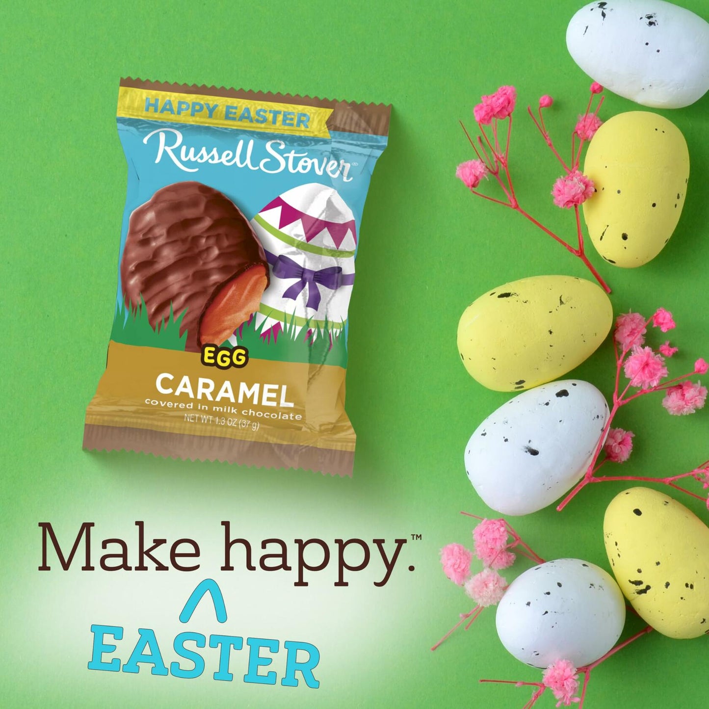 BB08/25 Russell Stover Caramel Milk Chocolate Easter Egg 1.3oz Pack of 18
