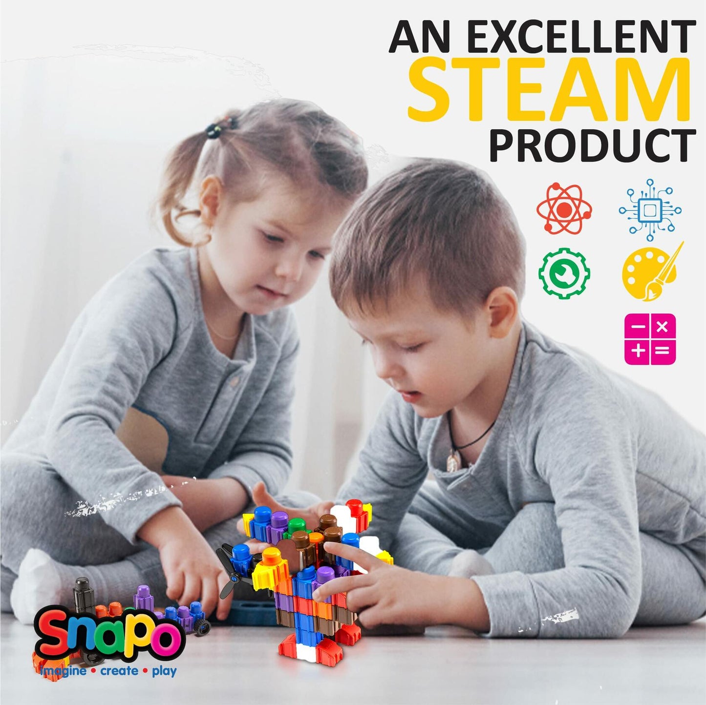Snapo Jr Builder's Kit 80pcs Colorful Blocks Wheels Toddler 18mo+