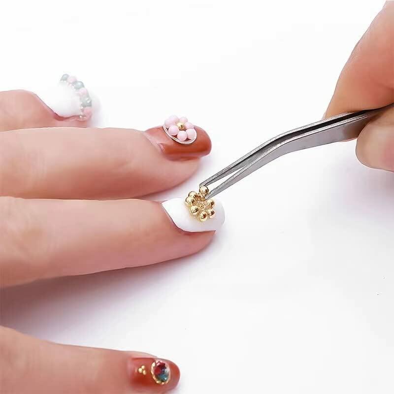 Nail Art Pearls Flatback Charms Mixed Sizes Gold Silver White - 2 Boxes